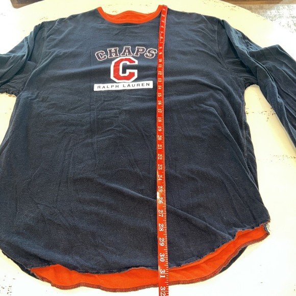 Vtg Chaps Ralph Lauren Reversible Shirt Size L Blue Orange Screen Print Logo 90s - Picture 4 of 15